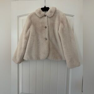 Edgehill Collection Ivory Faux Fur Coat